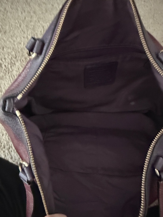 Coach Tyler Colorblock Pebbled Leather Tote in burgundy and purple - Picture 12 of 14